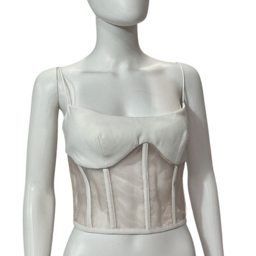 Rozie Corsets Tulle-Trimmed White Bustier Top Size FR 42 / US 10